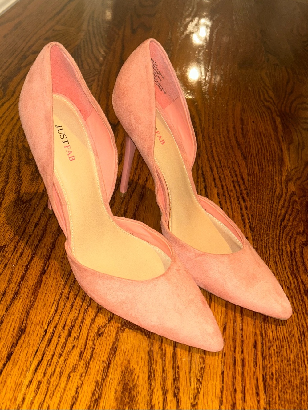 JustFab Blush Pink Suede Pointed-Toe Stilettos